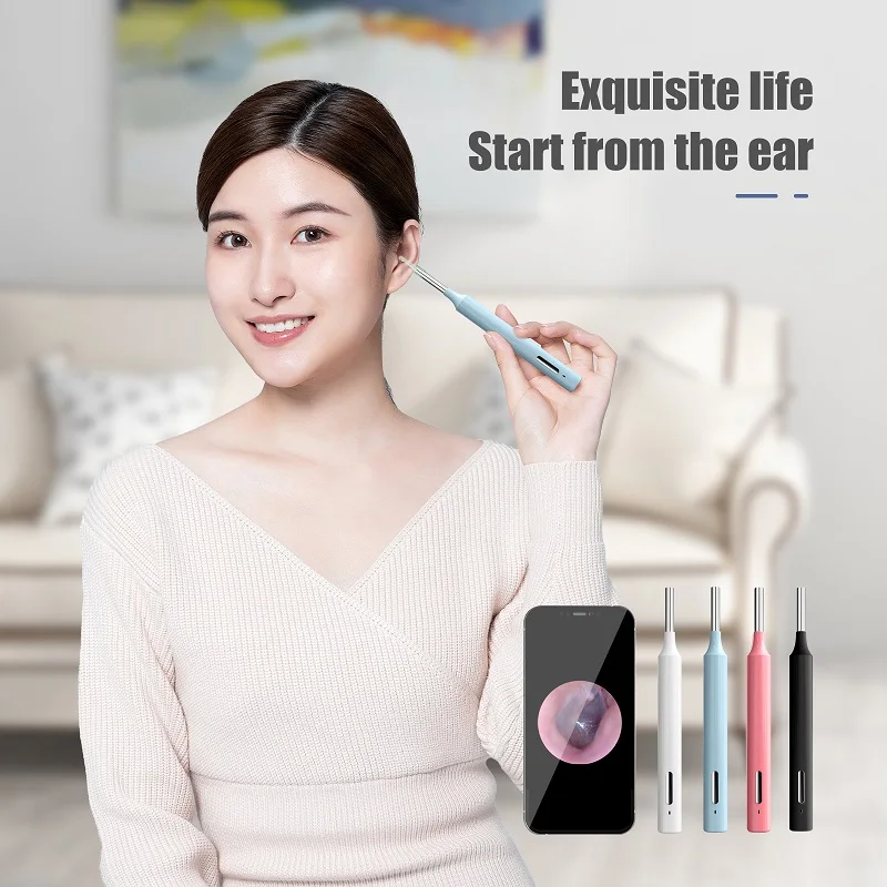 Wireless WIFI Ear Otoscopio Camera Intelligent Visualization Ear Scoop Medical Use High Resolution Glow Cleaning Ear Canal Tools