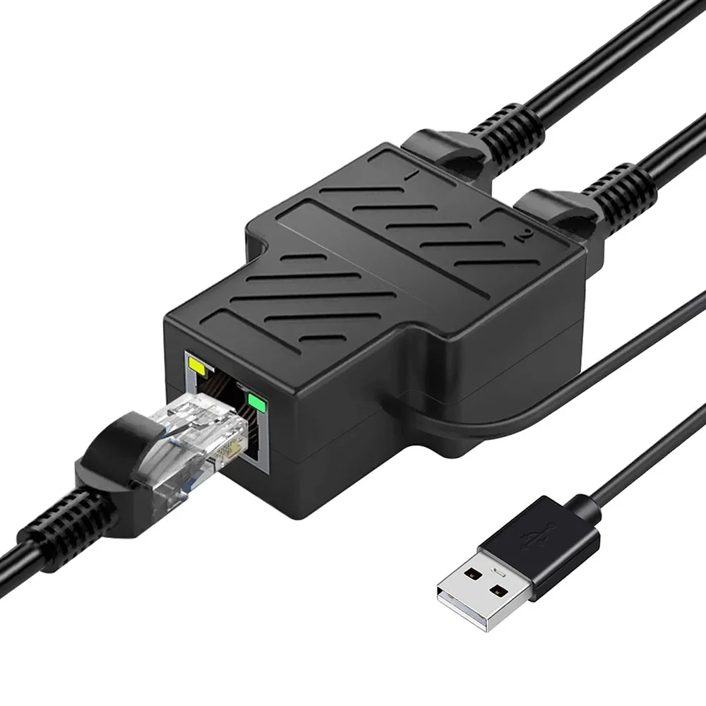 RJ45 1 to 2 100M/ Network Ethernet Splitter Adapter Cat 5/5e/6/7/8 LAN Cable Extender Simultaneously Networking