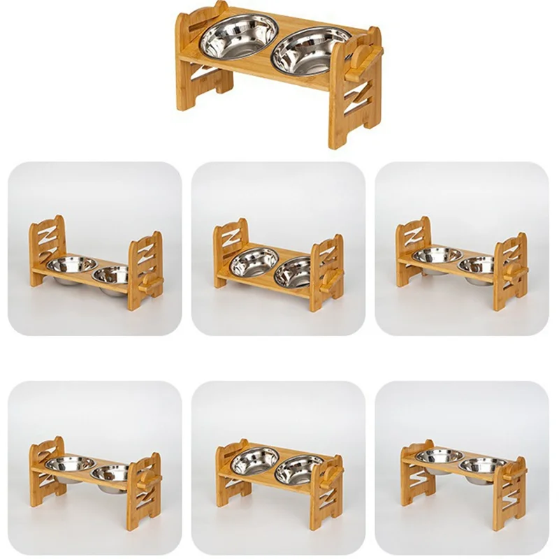 MAKE-cuenco de alimentación para mascotas con soporte ajustable, cuenco de elevación para perros, estante de alimentación ajustable inclinado para perros