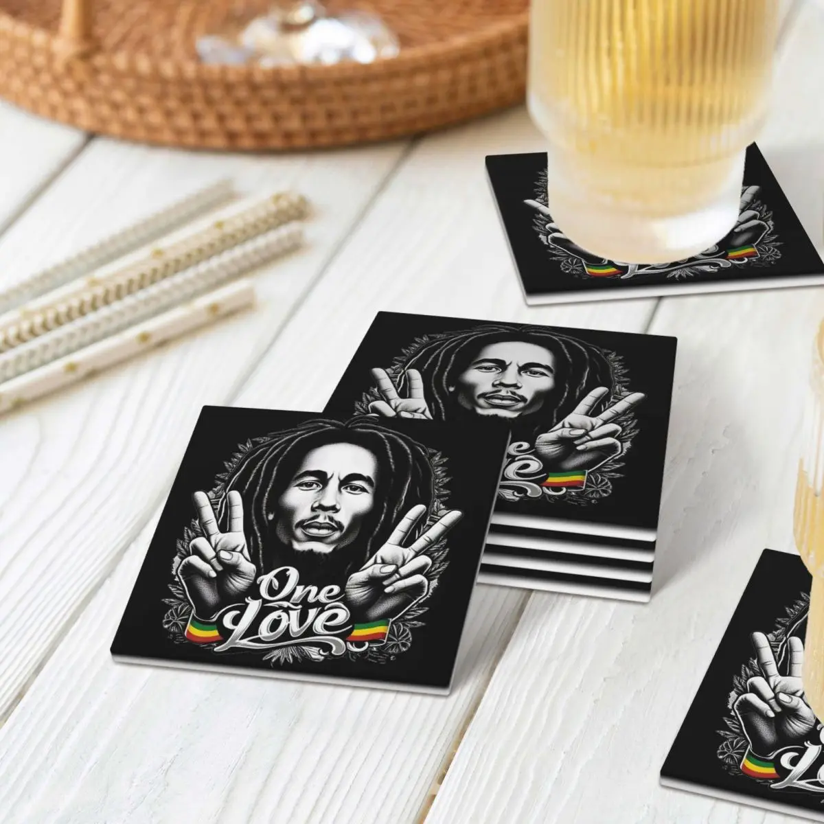 Bob Marley Reggae Coaster Ceramics Baking Mat Table Decoration And Accessories Mat For Kitchen Dining Table Mat Coffee Mat