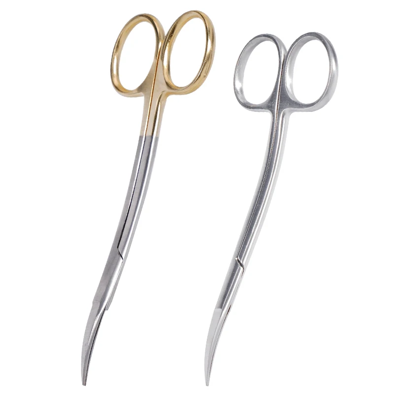 1pc Dental Surgical Scissors Double Curved Stainless Steel Curved Tip Tissue Scissors Forceps Dentistry Implant Surgical Tools