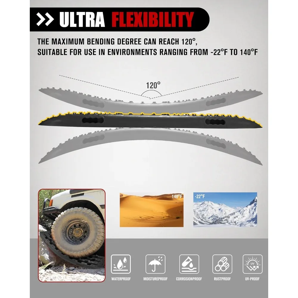 Placas de tracción de recuperación de alta resistencia, 2 uds., con correas y bolsa para arena, barro, nieve, todoterreno