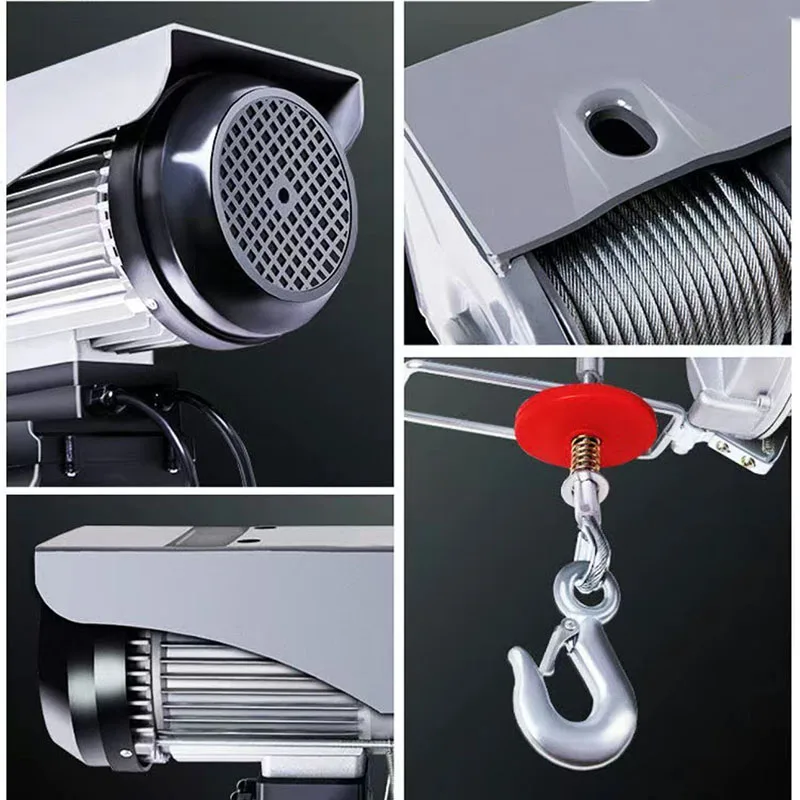 600W 220V Mini Electric Hoist Winch Household Decoration Lifting Crane 150Kg Load With 20m Steel Wire Rope