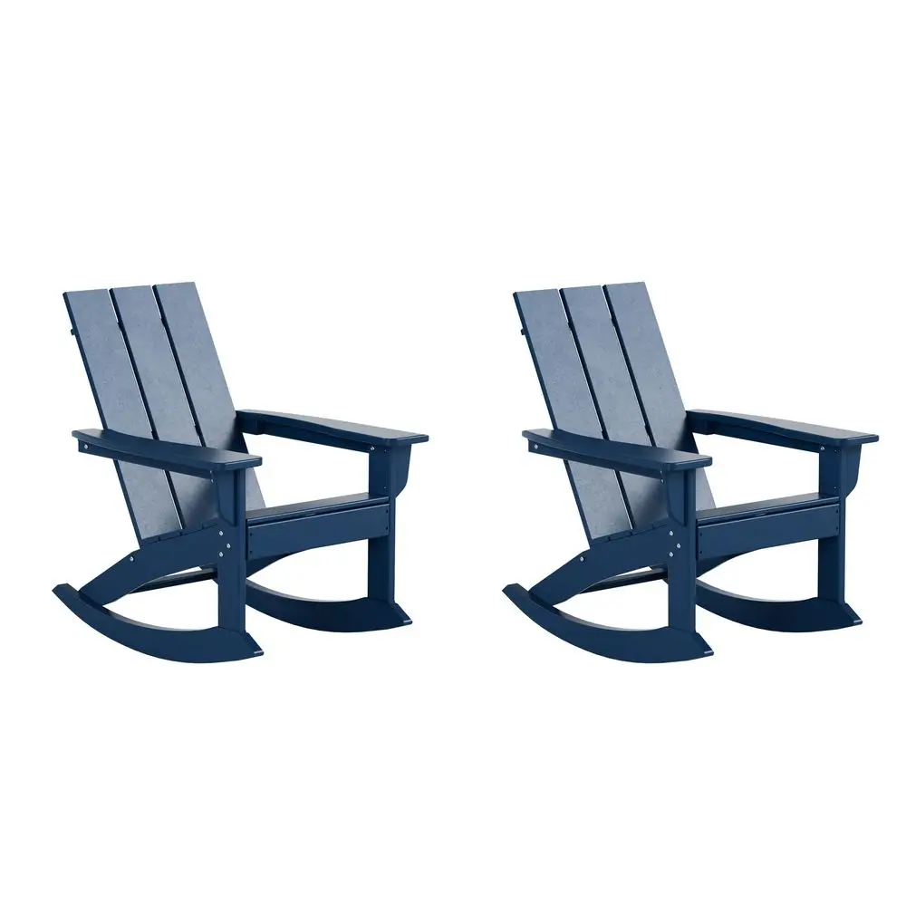 

Ashore Patio Rocking Chairs Set of 2, All Weather Poly Lumber Plank Adirondack Rocker Chair, Modern Farmhouse Outdoor Rocking C