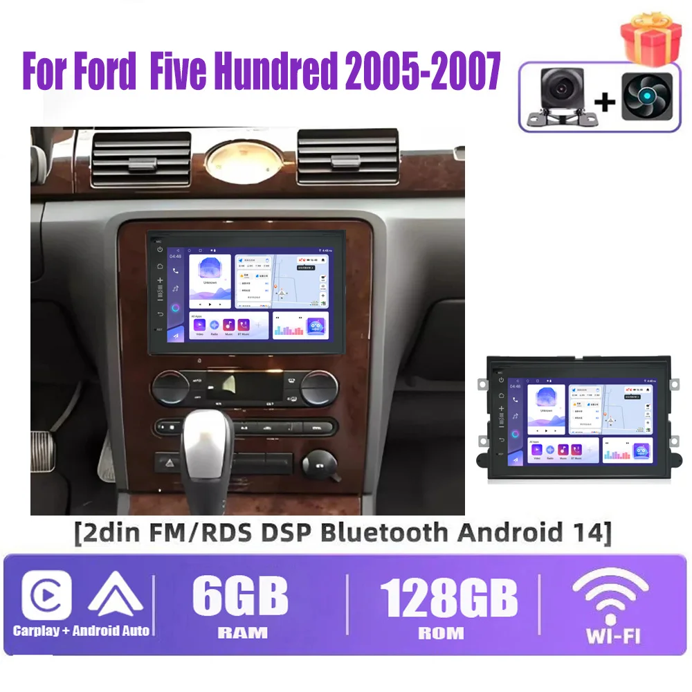 

7" 4+64GB Car Stereo Radio For Ford Five Hundred 2005-2007 Wireless CarPlay Apple Android Auto BT GPS Navi
