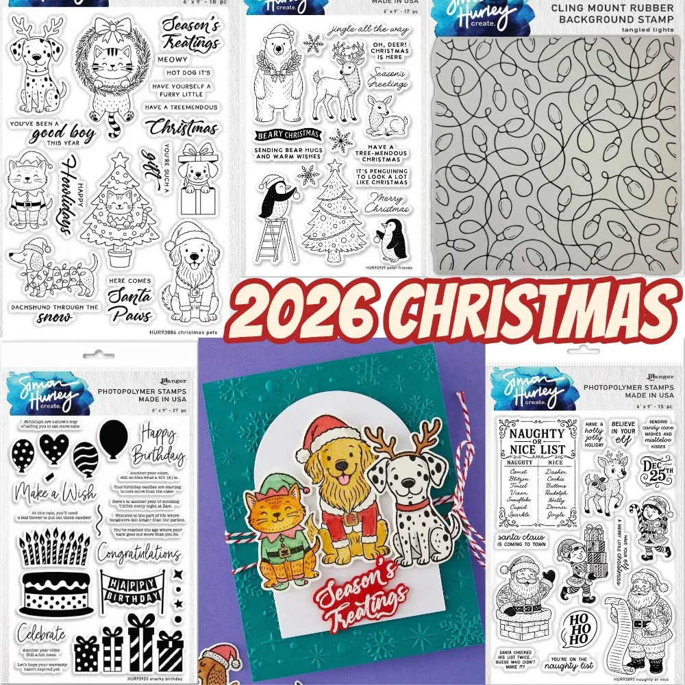 2026 New Christmas Pets Tangled Lights Cling Stamps For DIY Scrapbooking Crafts Maker Photo Album Template Handmade Decoration