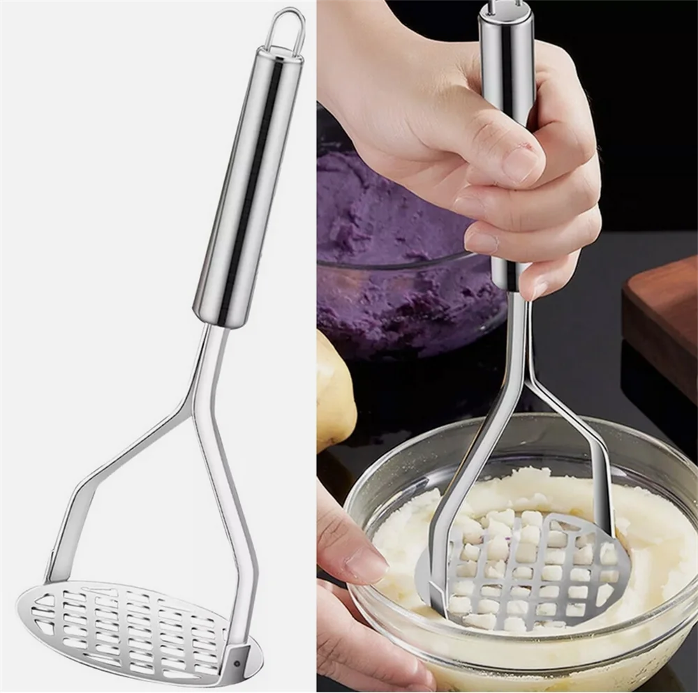 هراسة بطاطس من الفولاذ المقاوم للصدأ - أداة ضغط طين المطبخ لعصير الفاكهة، صانع هريس متعدد الأغراض