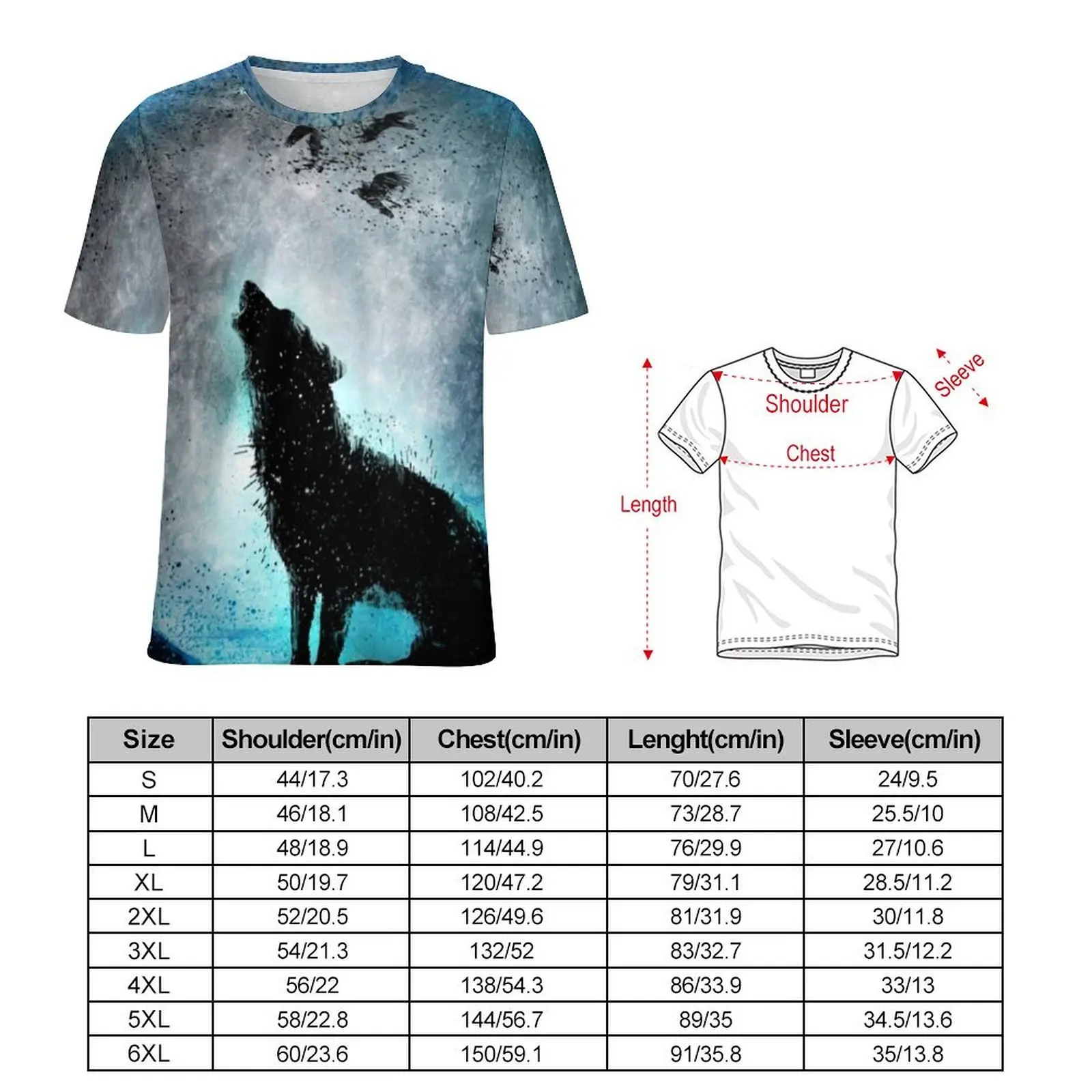 Oversize T Shirt Original Funky Wolf T-Shirts Midnight Howl Y2K Casual Crew Neck Tee Shirt Male Harajuku Custom Tees