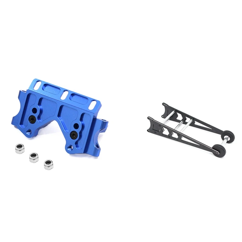 

2 Set RC Car Part: 1 Set Metal Front Bulkhead Upgrade Parts & 1 Set Metal Wheelie Bar Kit Upgrade Parts Set