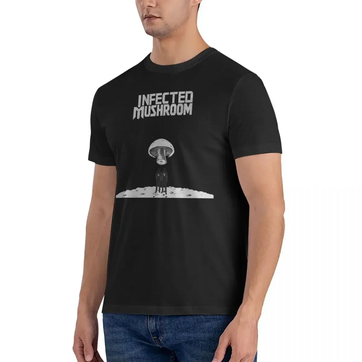 Rock T Shirts for Men Cotton Vintage T-Shirt Round Collar Infected Mushroom Tees Short Sleeve Clothes Gift Idea