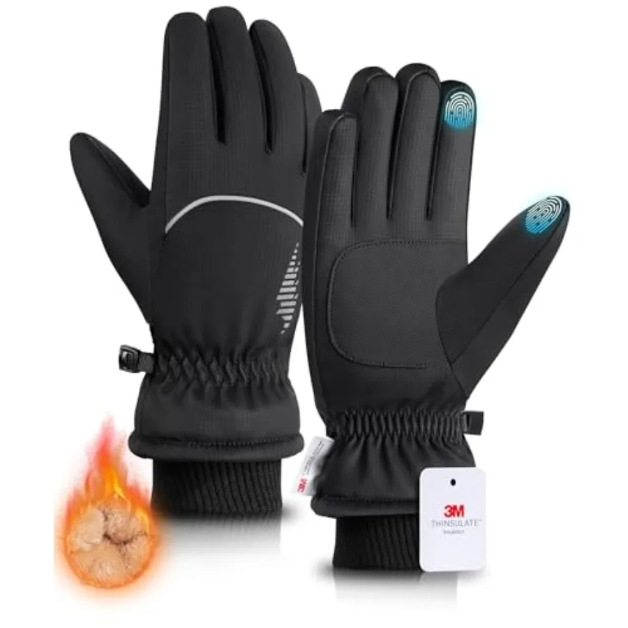 

Winter Gloves with Waterproof/Touchscreen/Warm, Thermal Snow Glove for Cold Weather Running, Ski, Cycling, Women Men