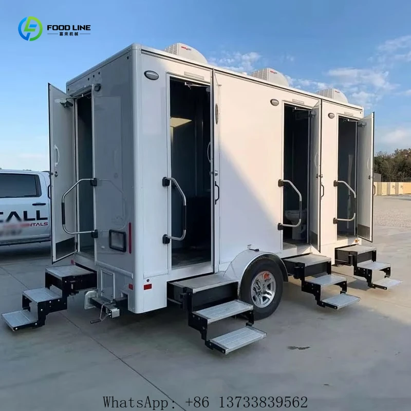 Customized Luxury Portable Toilet Trailer 4 Washrooms For Outdoor Activities