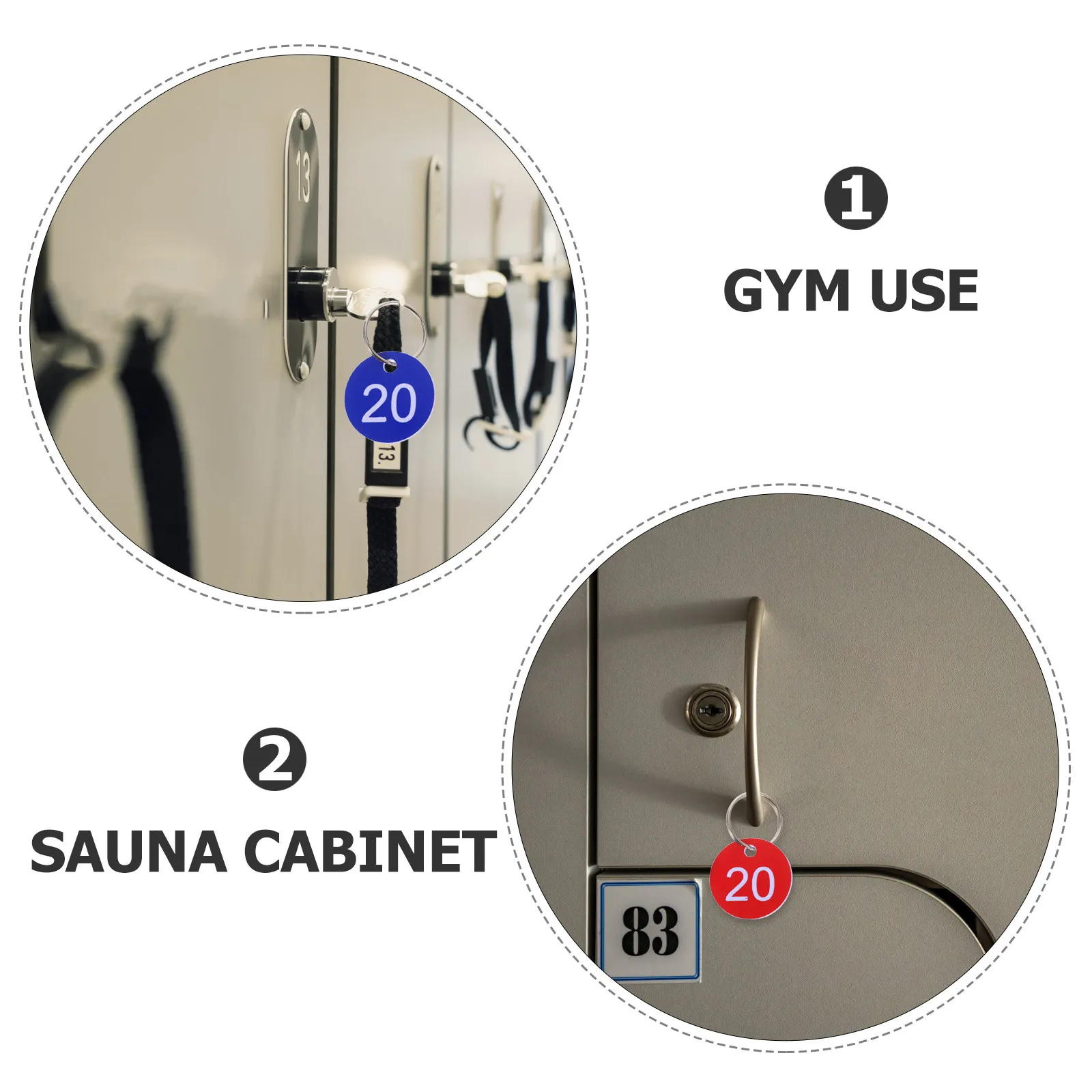 40Pcs Waterproof Round Metal Key Tags Numbered Key Rings for Organized Coding Cabinet Storage Locker Sauna Bath