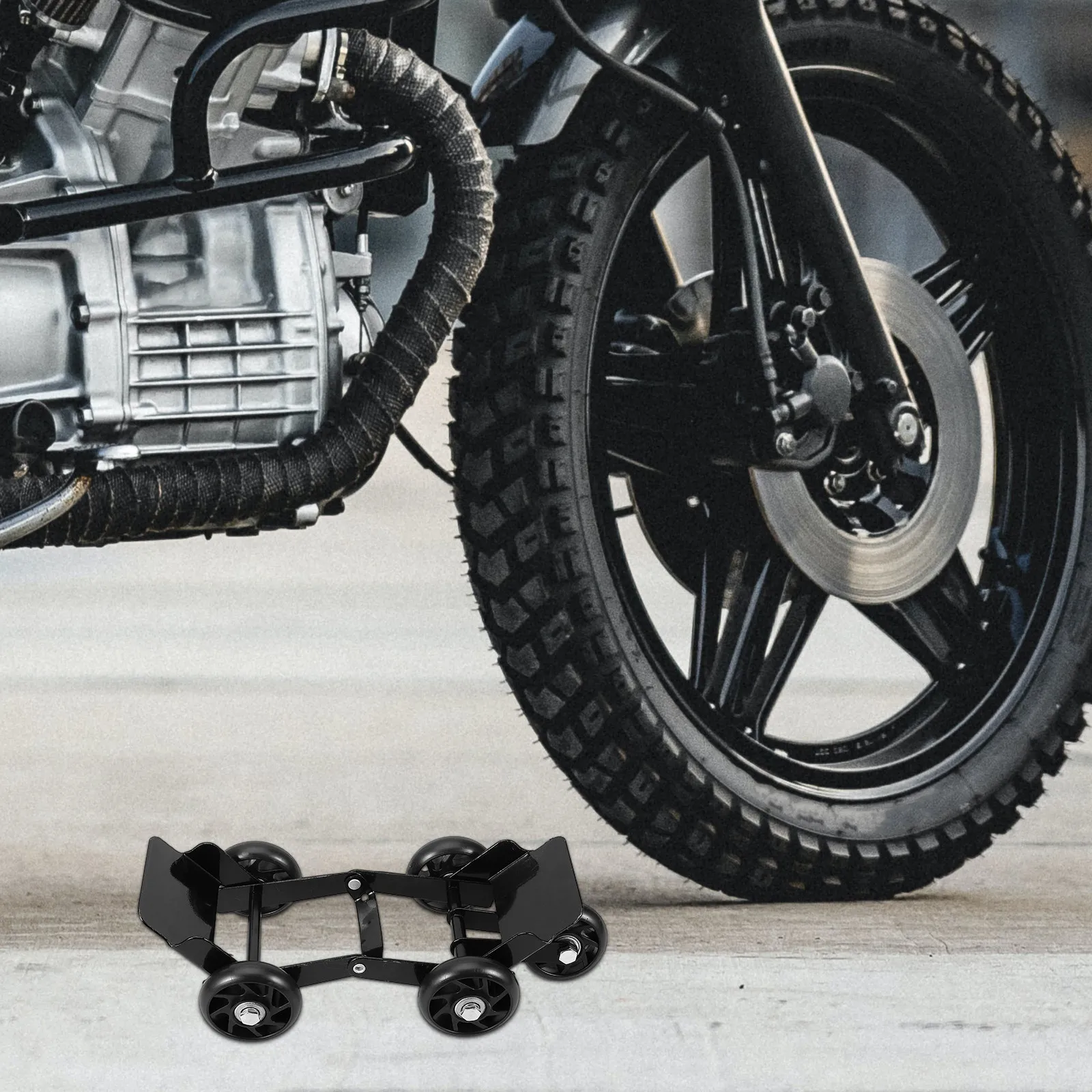 Motorcycle Emergency Flat Tire Mover Tire Roller Heavy Duty Trolley Tool Metal Plastic Safe Moving Snowmobile Trolley