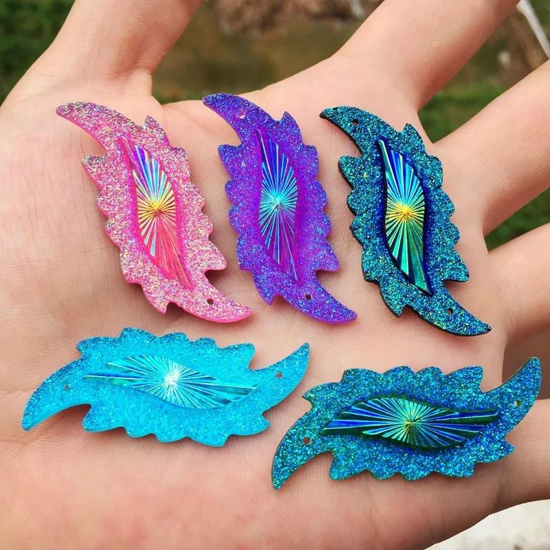 ผสม 40 ชิ้น S รูปร่าง Rhinestones เสื้อผ้าอุปกรณ์เสริมใช้ในงานแต่งงานรองเท้า patch art ของเล่นหมวก 18*47 มิลลิเมตร 2 หลุม