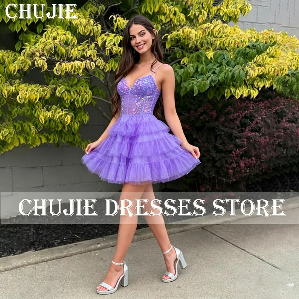Glitter Appliques Cocktail Dress Tiered vestidos graduación adolescentes Homecoming Dresses Customized Mini Party Evening Dress