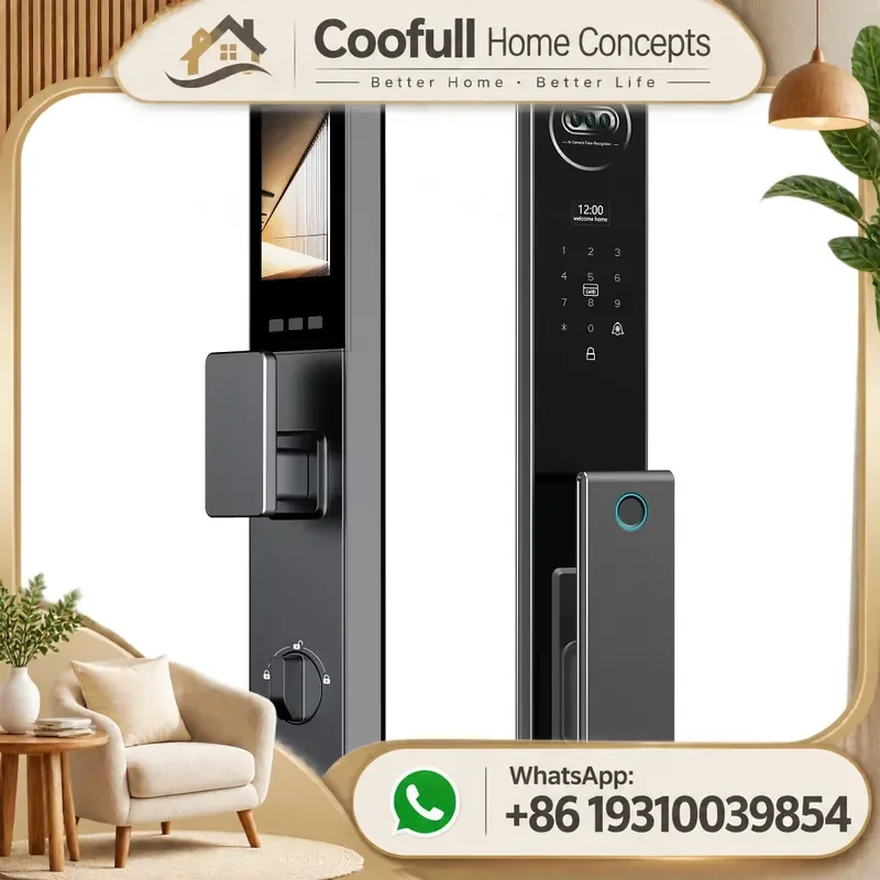 Smart Door Lock Aluminum Zinc Alloy 3D Face Recognition Fingerprint NFC WiFi IP68 Waterproof Keyless Entry For Home Security