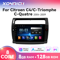 Wireless CarPlay Radio For Citroen C4 C-Triomphe C-Quatre 2004-2009 Android 14 4G Wifi Car Multimedia GPS 1din Android Auto DSP