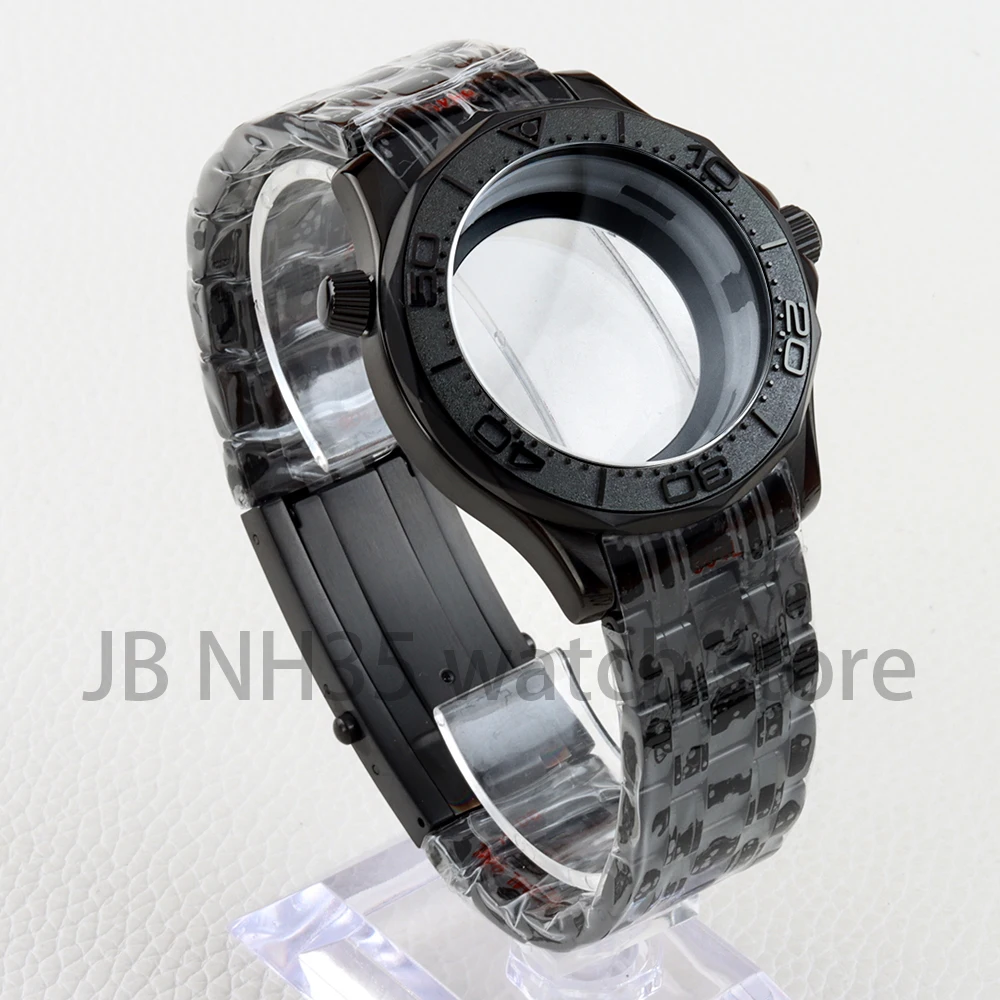 عالية الجودة الأسود PVD 41 مللي متر NH35 الحال بالنسبة ل سيماستر 300 600 Mod NH35 NH36 حركة 31 مللي متر الهاتفي الفولاذ المقاوم للصدأ حزام مقاوم للماء #1