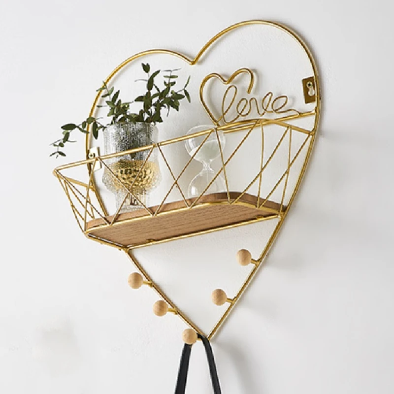 Wall Hanging Hook Mount Display Stand Holder Aesthetics Home Decoration Multifunctional Heart Shaped Iron Storage Racks Durable