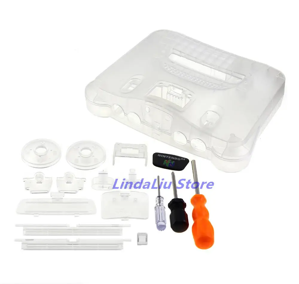 1 ชุดสําหรับ N64 พลาสติก Protector เปลือกโปร่งใสพร้อมไขควงปุ่มสําหรับ Nintendo 64 อุปกรณ์เสริม
