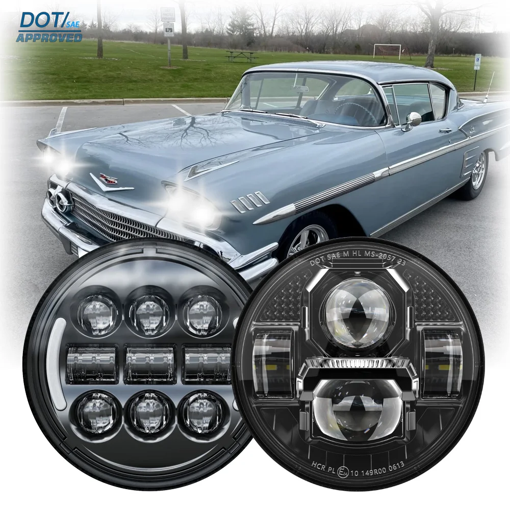 Faro LED DOT de 5.75 pulgadas para Chevy Chevrolet Caprice Impala Bel Air Chevelle C/K 10 20 30 1958-1987 H5009 con conjunto de luces DRL