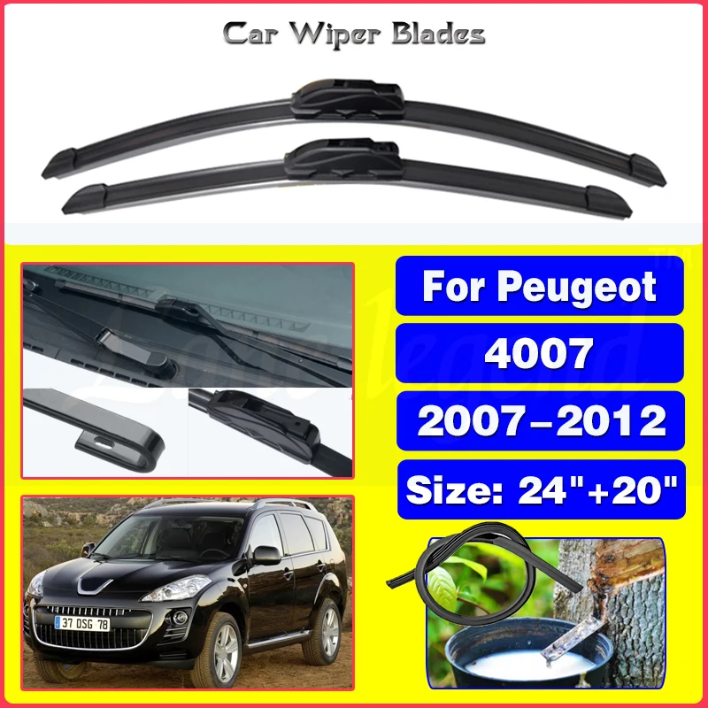 

Car Wiper Blades For Peugeot 4007 2007-2012 Windshield Windscreen Front Window Blades 24"+20" Car Accessories