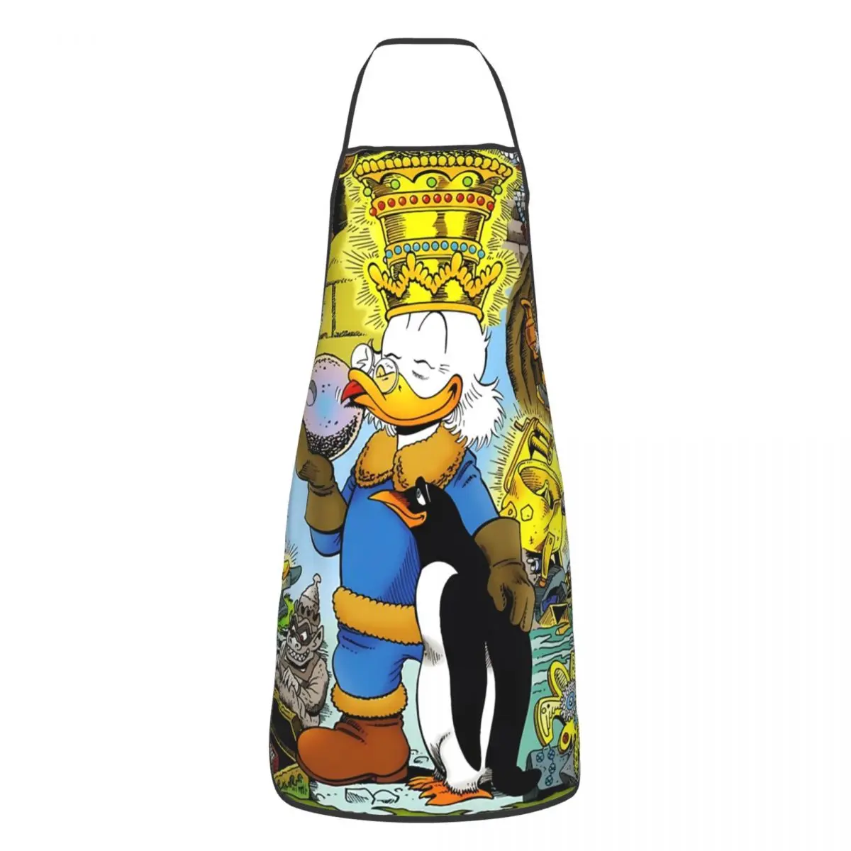 Custom Bib Comics Scrooge McDuck Aprons Men Women Unisex Adult Chef Kitchen Cooking Donald Duck Tablier Cuisine Gardening