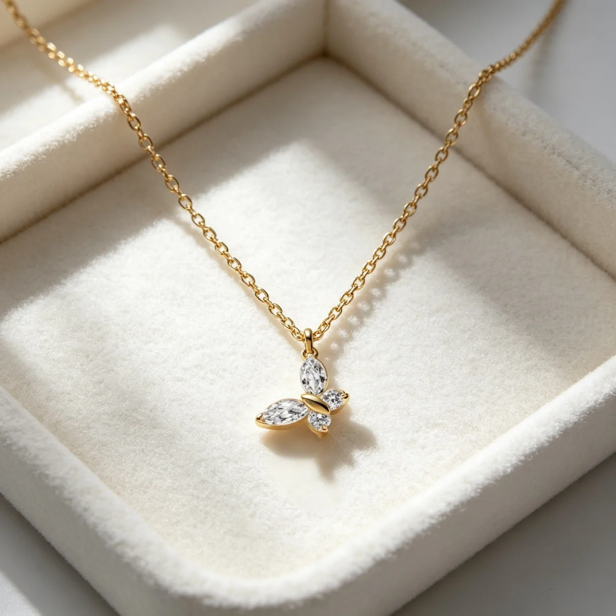 Modische herzförmige Halskette, Schmetterlings-Blumen-Halskette, S925 Sterlingsilber-Schmuck, geeignet als Geburtstagsgeschenk für Frauen. – Detail 5