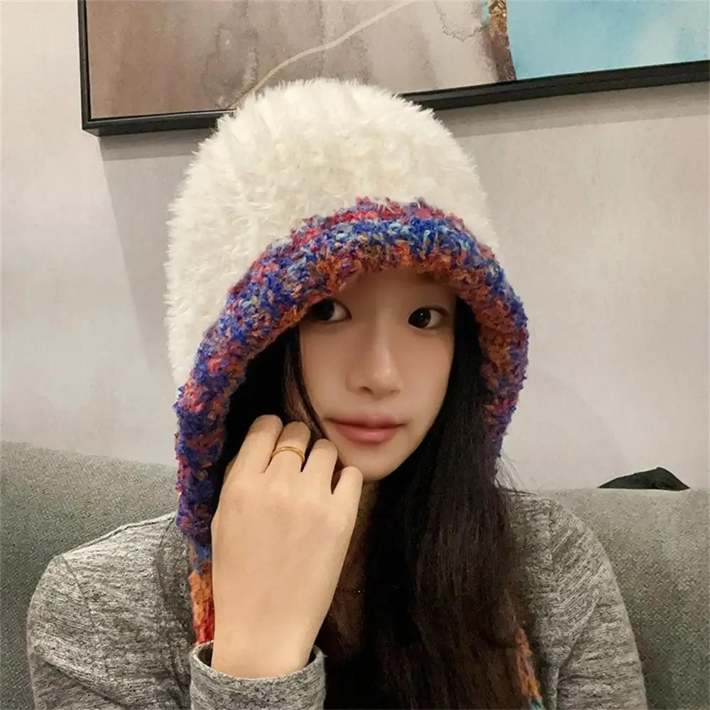 

Fashion Warm Thickened Fashion Plush Hat Windproof Coldproof Ear Protection Bucket Hat Knitted Panama Cap for Women Girls
