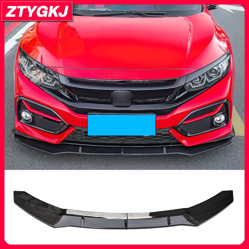 

2 PCS PP Material Black Front Bumper Lip Spoiler Splitters For Honda 10th Gen Civic Hatchback Or Si Models 2016-2021