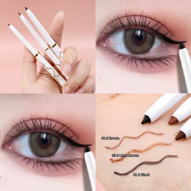Matte Black Brown Ultra-thin Eyeliner Gel Pencil Waterproof Lasting Not Blooming Lying Silkworm Eyeliner Eyes Makeup Cosmetics