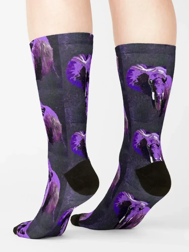 ELEPHANT PÚRPURA VIOLET SPARKLE Calcetines regalo de Navidad Calcetines deportivos de colores Señoras Hombres