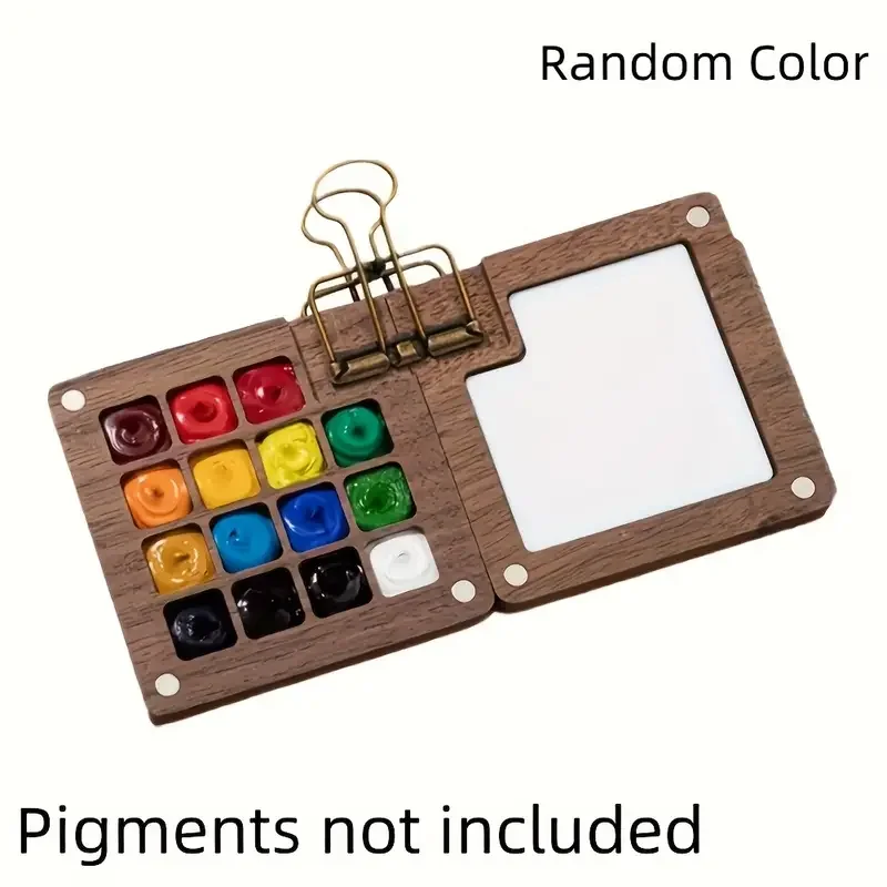 

Portable Wooden Watercolor Palette - Compact Travel-Friendly 15 Grid Paint Box with Mixing Tray, Perfect for Acrylics