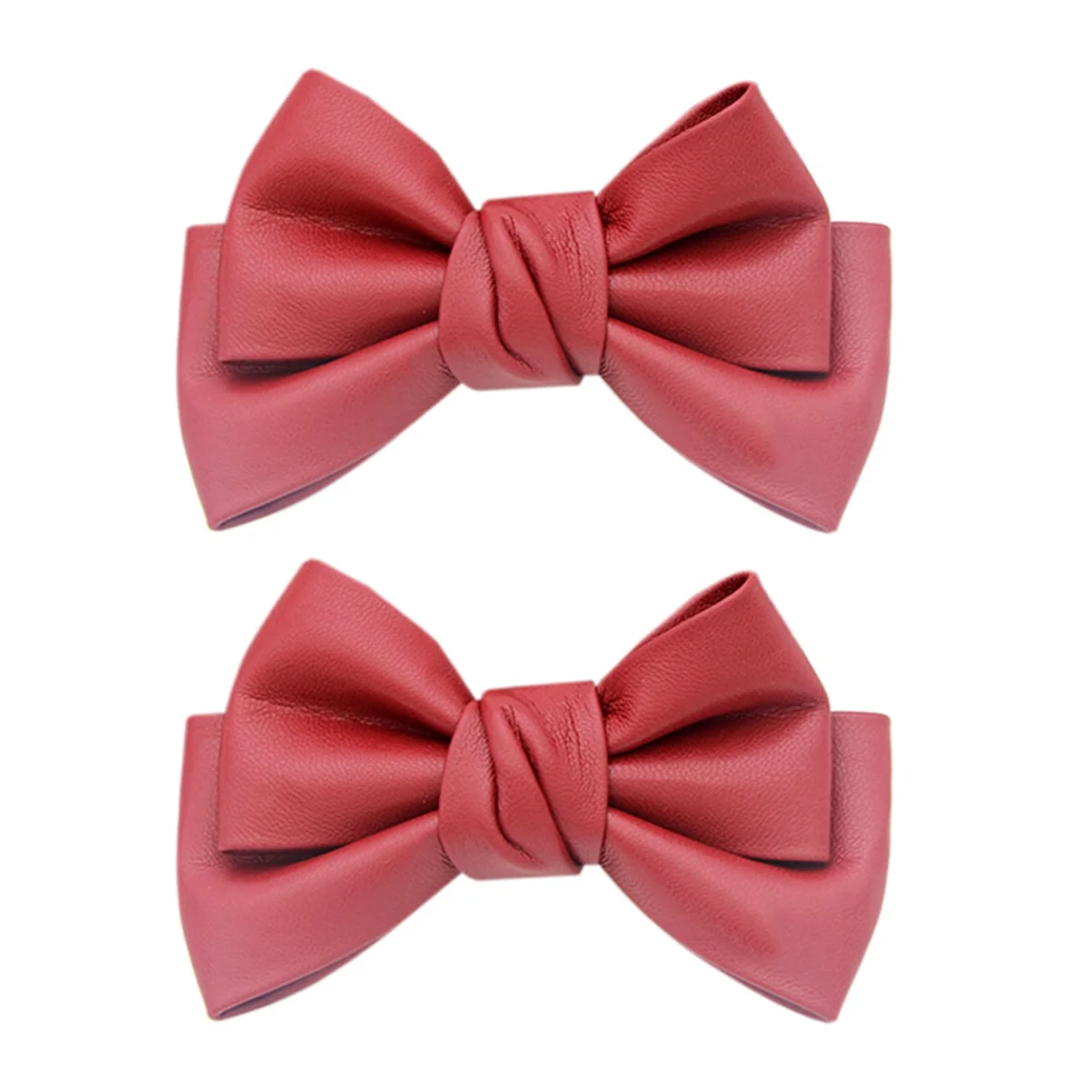 2Pcs Removable Shoe Clips Leather Bow Shoe Clips Shoe Jewelry Clips Wedding Party Shoe Buckle Red