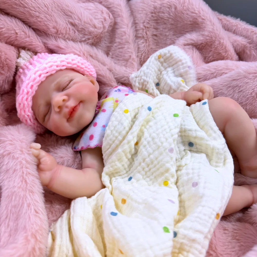 Mini 13 Inch Full Silicone Reborn Baby Doll Pascale Girl Washable Body Soft Solid Silicone Doll Birthday Christmas Gift