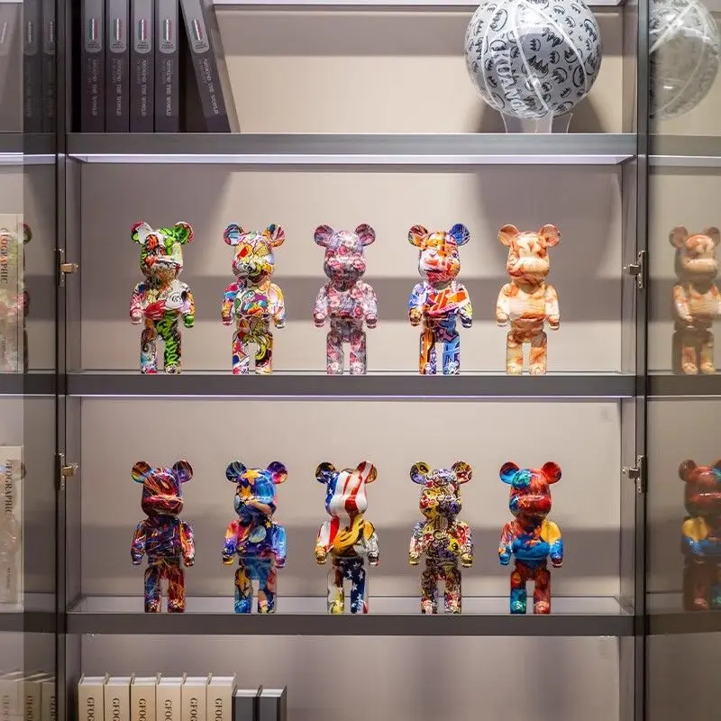 26cm Graffiti Bear Living Room Ornaments High-end Home Furnishing TV Cabinet Wine Cabinet Decorations Abstract Decoration