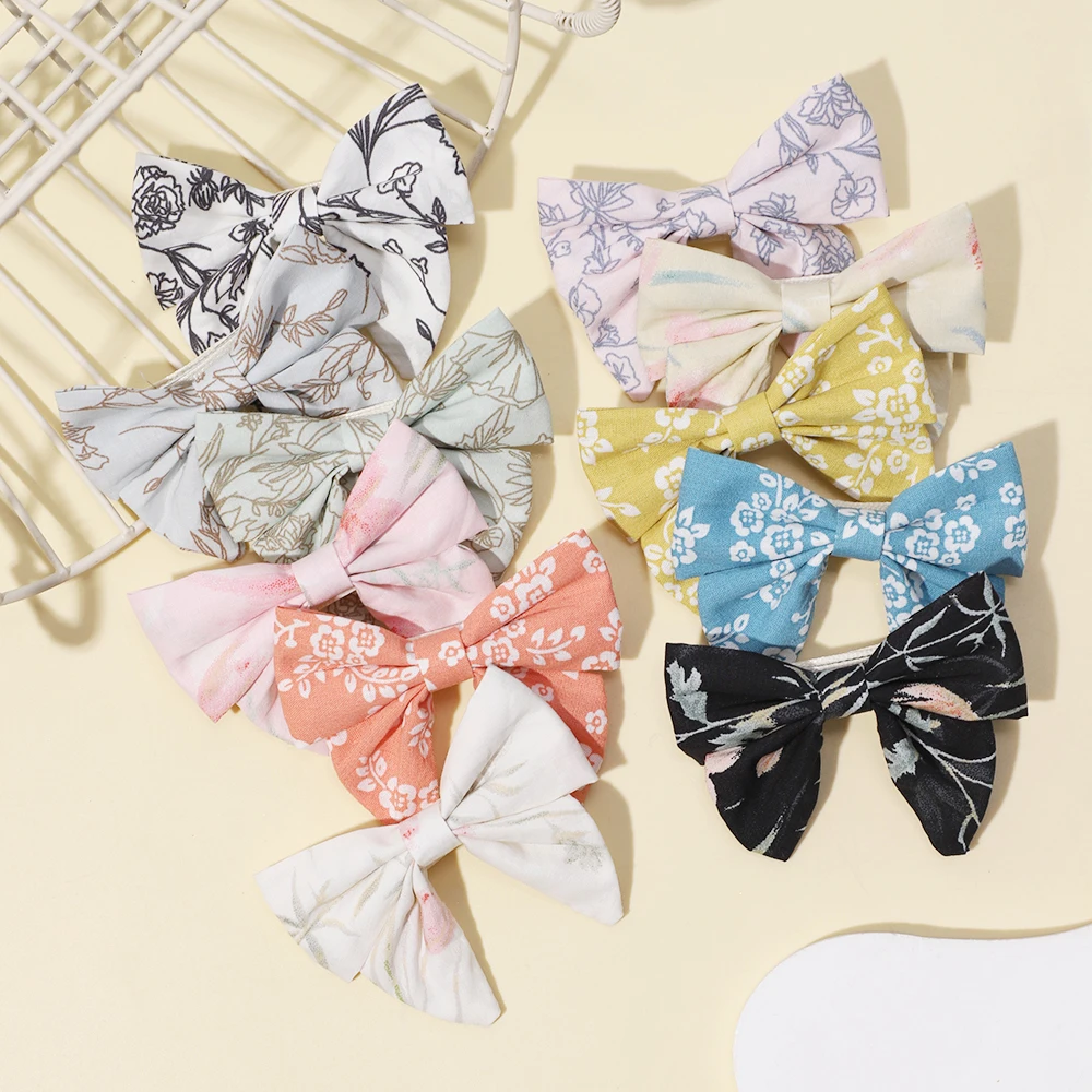 Girls Sweet Hairpins Plaid Bows Hair Clips Baby Hair Pins Toddlers Printed Hair Accessoriess Barrette Hair Accessories Clips