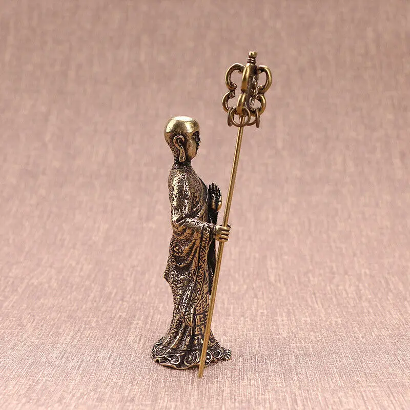 

Антикварные бронзы Ksitigarbha, украшения Будды, Тан Монах, бронзовая палочка Будды