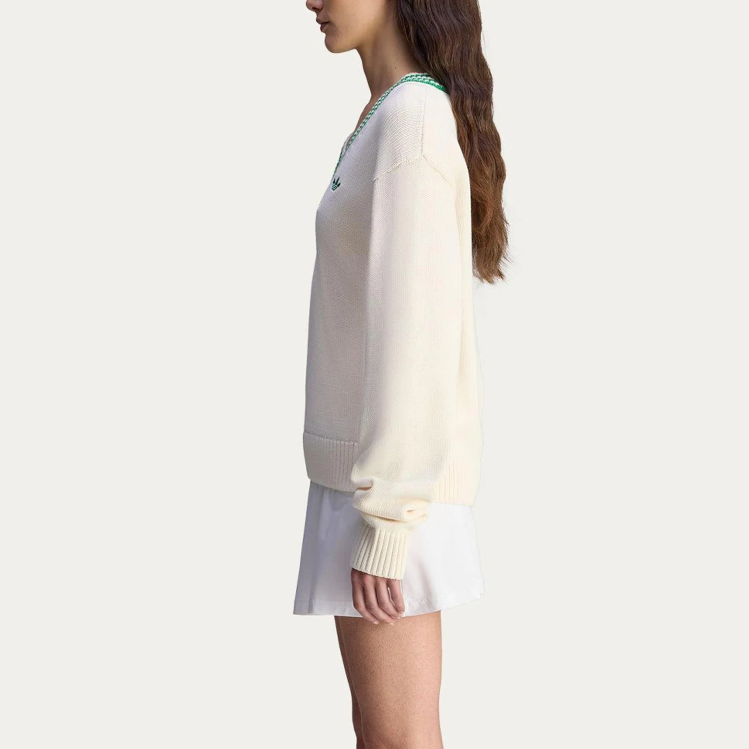 Adidas genuine clover women's V-neck casual sports durable knit sweater JL7195