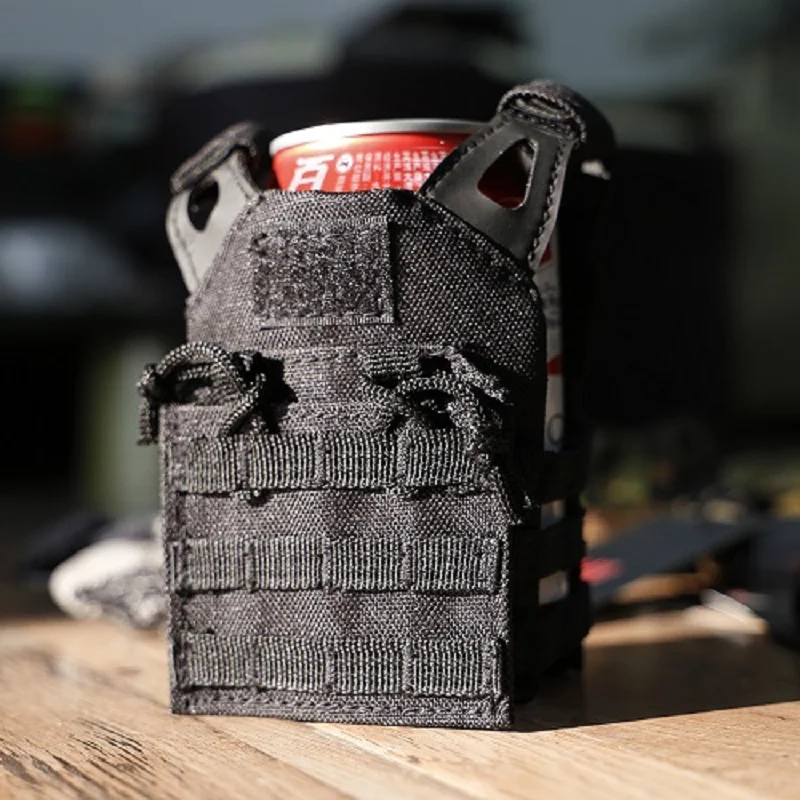 Tactical Mini Molle Vest Adjustable Kitty Camo Doll Plate Carrier Decorative Tactical Gear Lightweight Beer Vest 600D Nylon