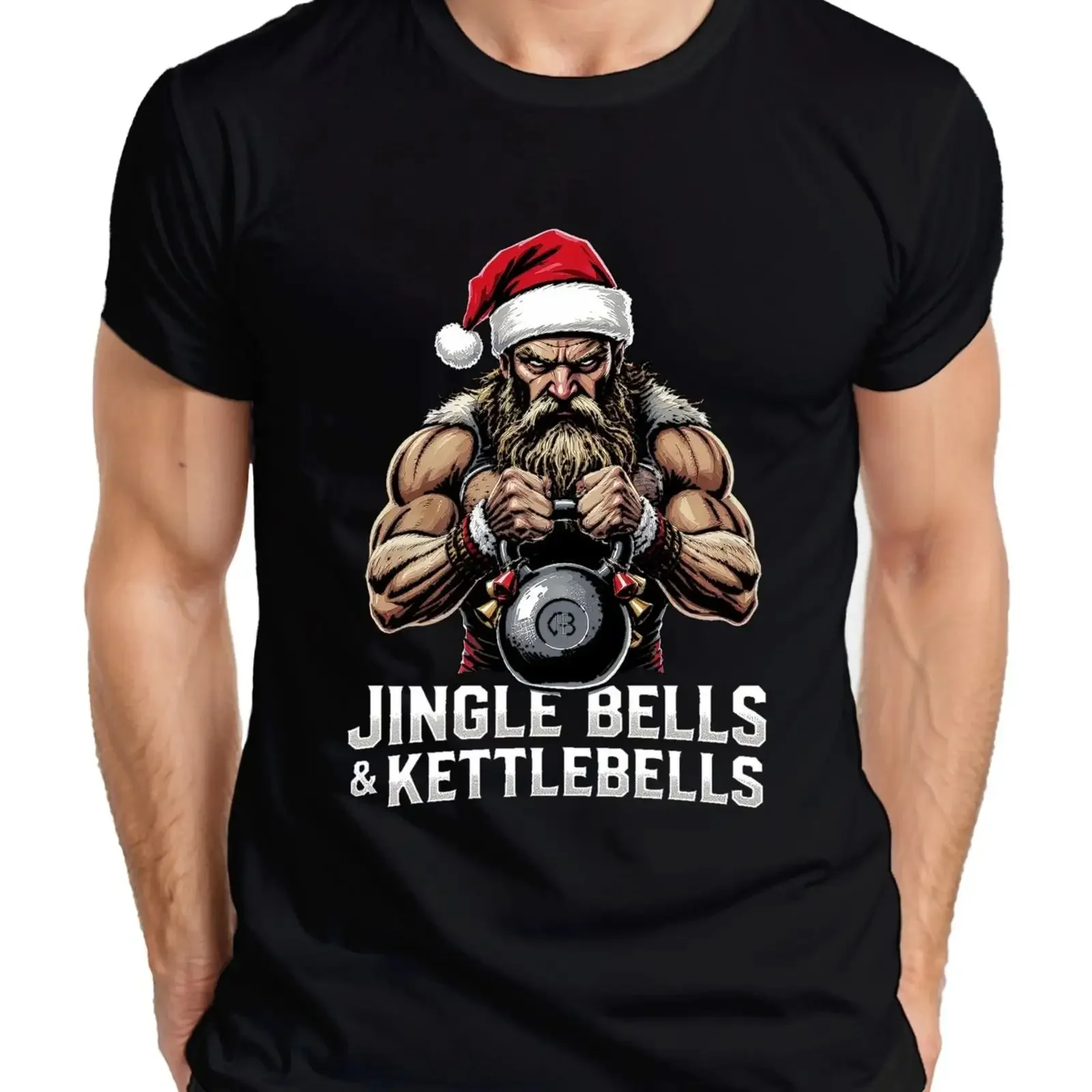 Jingle Bells Kettlebells Weihnachtsmann Krafttraining Geschenk Herren T Shirt vintage Washed Comfortable Breathable
