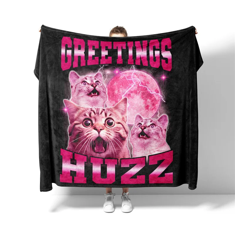 Aertemisi Greetings Huzz Funny Gen Z Gen Alpha Slang Meme Pet Blanket for Small Medium Large Dog Cat Puppy Kitten Couch Sofa Bed