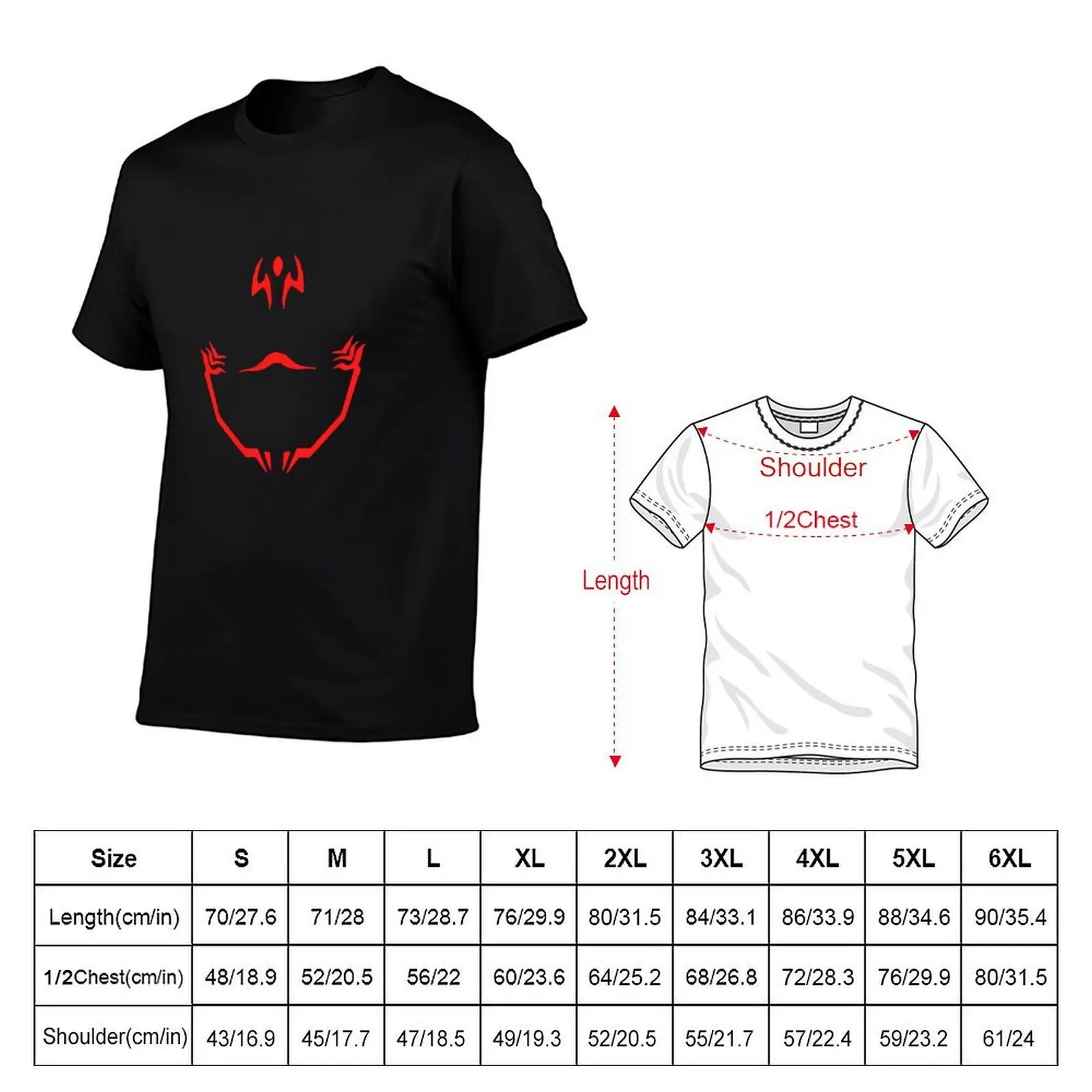 Sukuna Face Tattoo Design (Red Color) T-Shirt Light Athletic Short Sleeve Tee Shirt