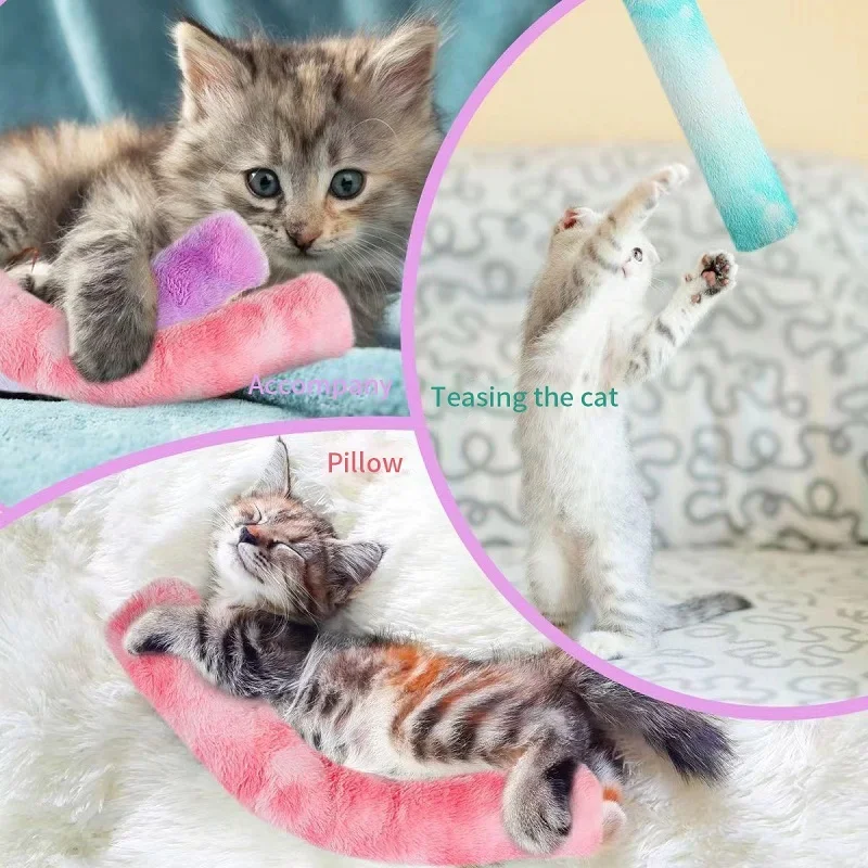 Interactive Cat Chew Toys Kitty Kick Sticks Soft Plush Catnip Toy Durable Cat Kick Toy for Teeth Cleaning and Indoor Playing