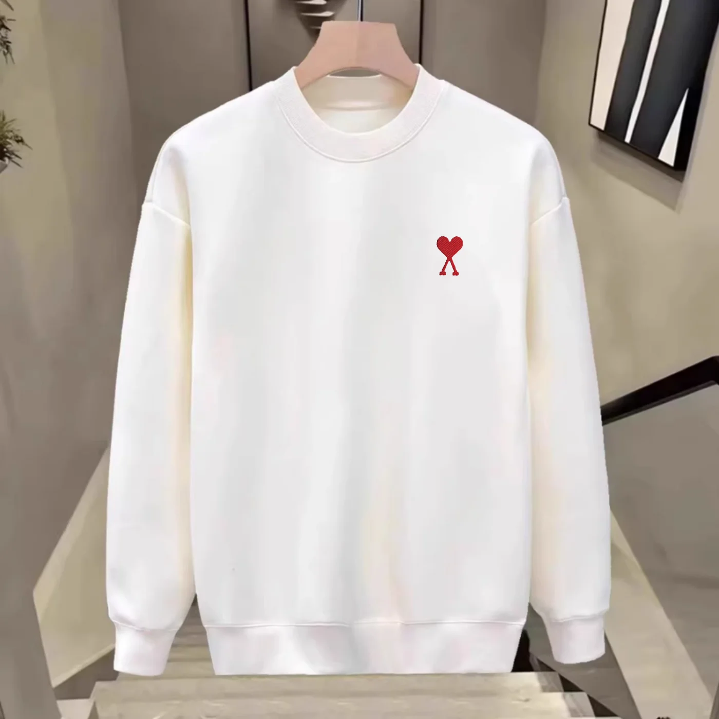 

Толстовка с длинным рукавом и логотипом Red Heart, повседневный пуловер из мягкого хлопка, уличный топ свободного покроя для весенне-осенней моды