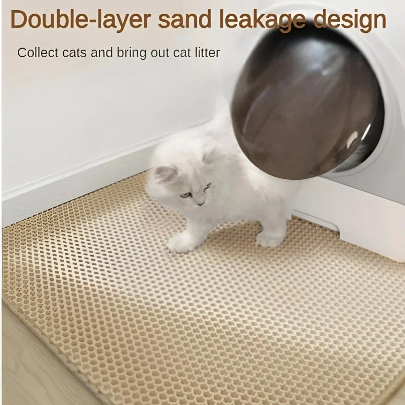 Cat Litter Mat，EVA Eco-friendly Double Layer Non-slipCat litter Sand Mat For Cat Toilet，Litter Cat Mat .Cat Accessories,90X60CM