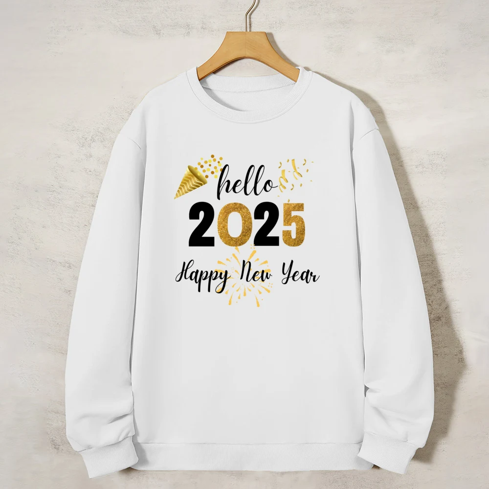 Happy New Year Hello 2025 Dad Mom Kids Sweatershirts Holiday Clothing Family Long Sleeve Shirts Family New Year Outfit