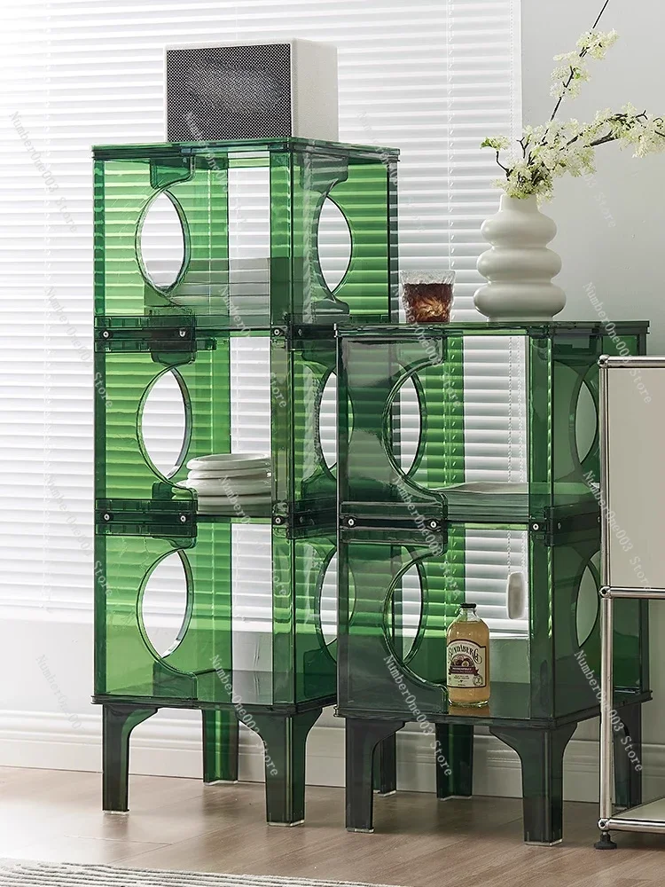 Trendy Acrylic Shelf, Transparent Storage Cabinet, Nordic Cream Living Room Display Rack
