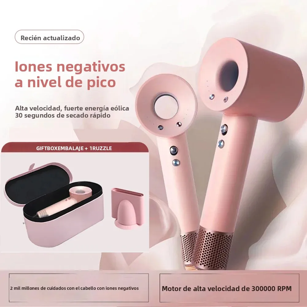 Caja de regalo, secador de pelo profesional sin hojas, secador de pelo de gran potencia, secador de pelo de secado rápido para viaje y hogar, ionónico negativo